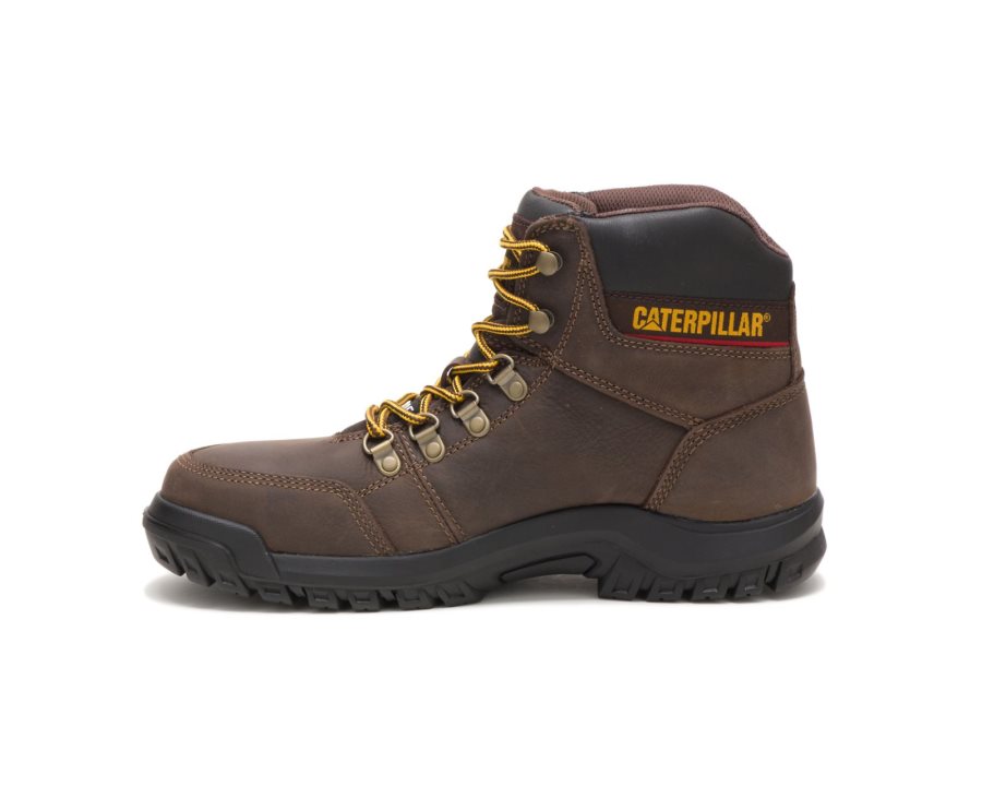 Caterpillar CAT Outline Steel Neus Werklaarzen Heren Bruin | CAT-483WG