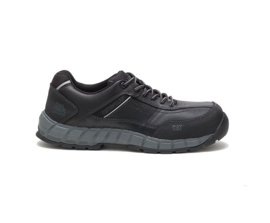 Caterpillar CAT Streamline Leren Composite Neus Sneakers Heren Zwart | CAT-093GF