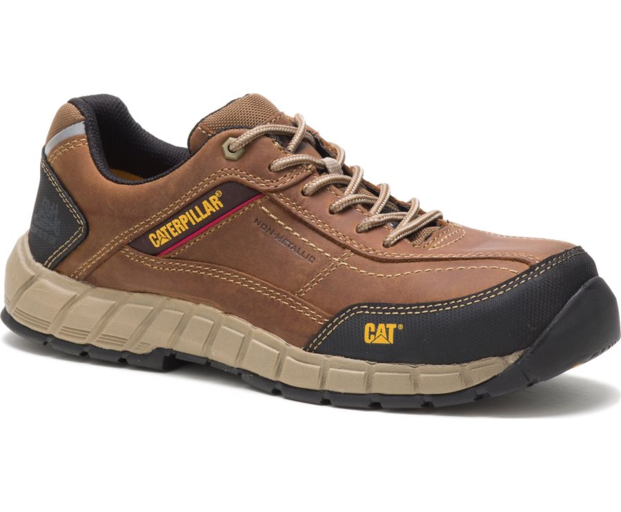 Caterpillar CAT Streamline Leren Composite Neus Sneakers Heren Bruin | CAT-105KV